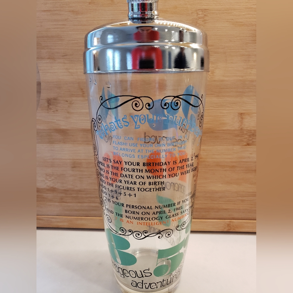 Vintage 'What's Your Number?' Retro Glass Cocktail Shaker